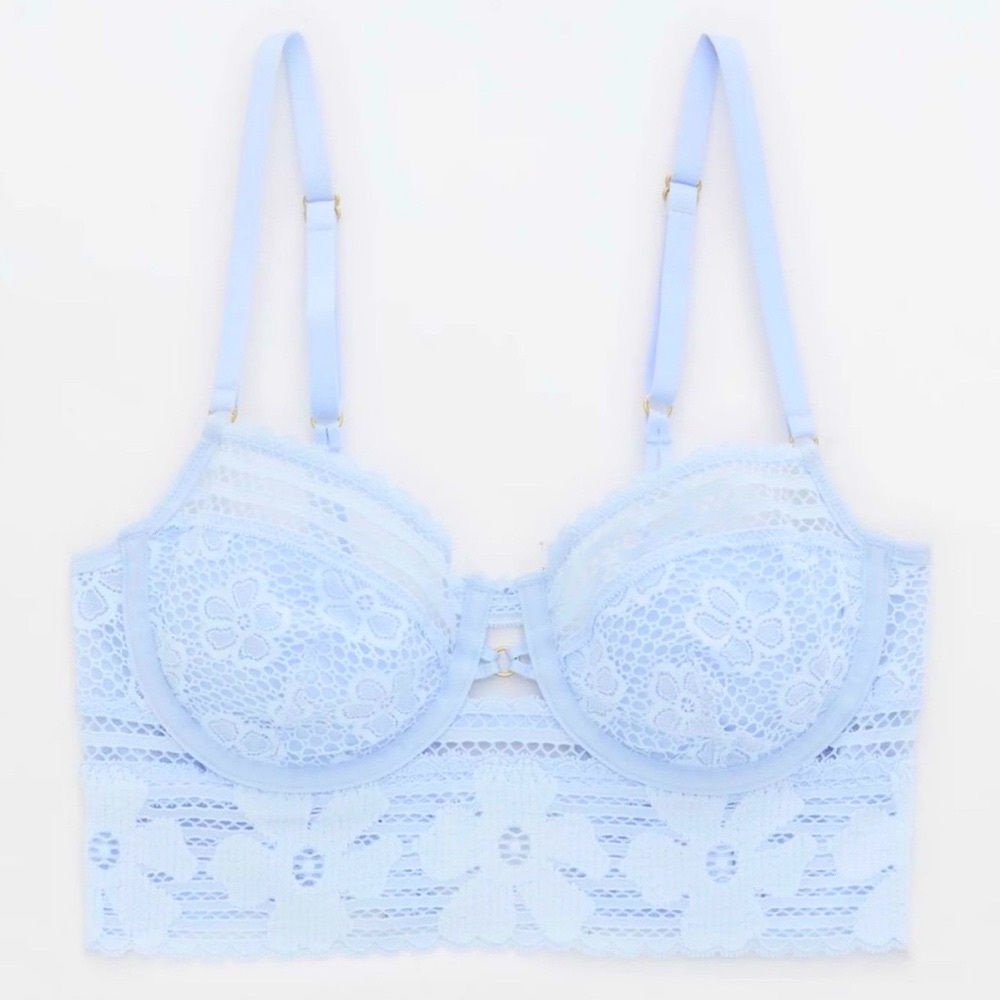 [NOT AVAILABLE] Aerie Show Off Beachside Lace Unlined Bra in Eyelet Blue